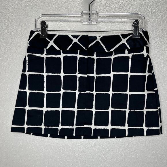 Trina Turk Black & White Check Front Zip Pocket Mini Skirt 4 - Picture 2 of 12